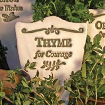 'THYME FOR COURAGE' Garden Lore MARKER Stoneware