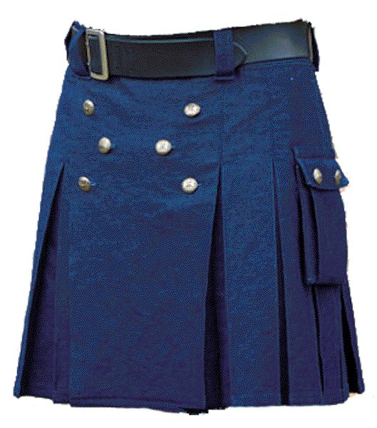 New Handmade Mens Utility Royal Blue Cotton Kilt 38 Size Working Blue Kilt Outdoor Utility Kilt