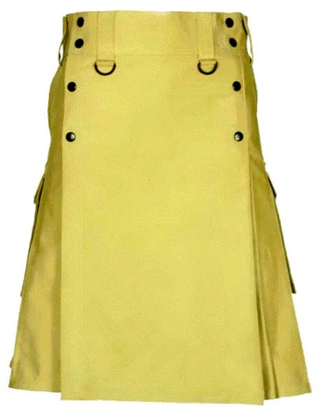 Khaki Slash Pocket Kilt for Elegant Men 40 Size New Style of Utility Cotton Kilt