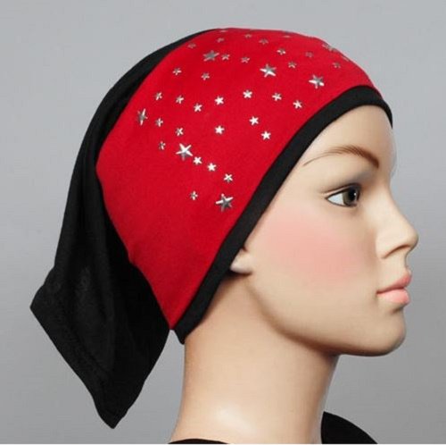Free Shipping Red Star Studded Lycra Tub headband HIjab hejab yoga Headband Muslim Eid