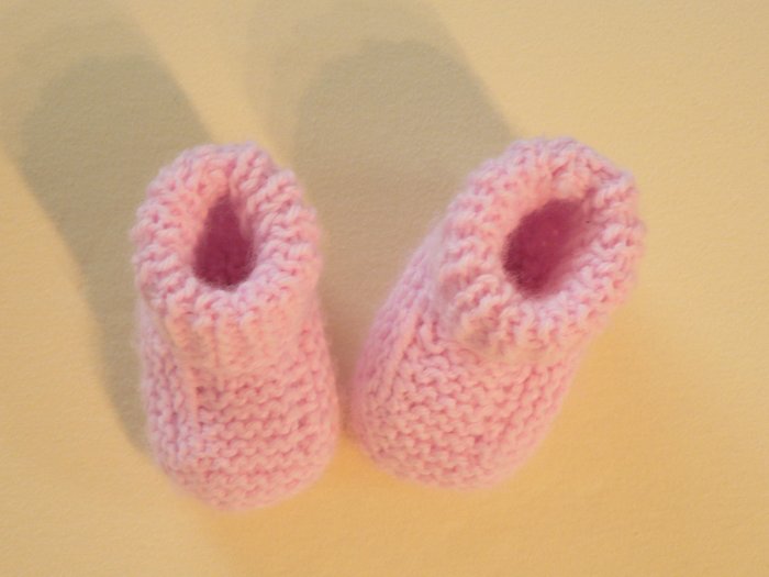 Handmade Knitted Baby Booties - Pink