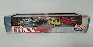 POPULAR HOT RODDING 4 car set w/ Display Case. Hot Wheels 1:64