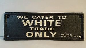 CAST IRON REST ROOMS WHITE COLORED SEGREGATION SIGN BLACK AMERICANA L&N TRAIN