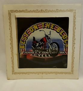 Vintage 80s HARLEY "BOTB" 6X6 Carnival Fair Bar Mirror Prize Painted Glass