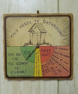 Vintage 1943 Whimsical Out House Dial of Sayings Wood