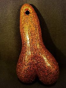 Red Glitter Truck Bumper Balls Bull Nuts 8" Tall