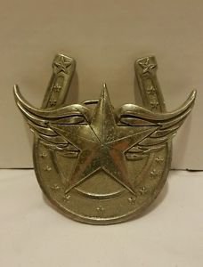 Lucky Flying Star Horseshoe with Wings Belt Buckle Fine Pewter