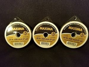 Maxima Clear 25 lbs 27yds Leader Material Fishing Line 3 PACK