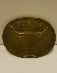 Vintage Marlboro Solid Brass Philip Morris 1987 Belt Buckle