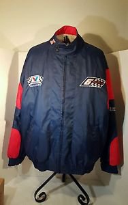 Vintage Mark Martin NASCAR Lined Coat Sewn Logos Men L Nutmeg Zipped Front Roush