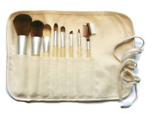 Nature Provides 8 Brush Collection Bamboo Handles Taklon Bristles Cotton Hemp Pouch