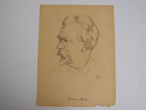 Russian portrait - unidentified artist - marvelous drawing on paper 1926