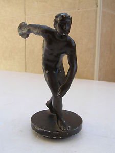 Vintage Marvelous Painted Aluminum, Heavy Sculpture of Discus Thrower Discobolos