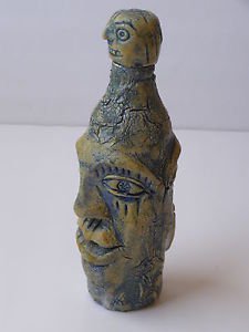 Rare Hand Crafted Signed Ceramic Figurine Bottle