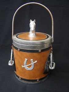 Vintage metal, plastic & leather stunning Ice Bucket