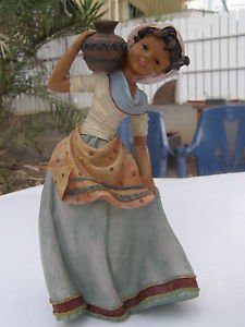 Spectacular woman/girl hand crafted chalkware colorful figurine