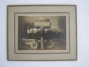 Rare 1920s Casket with Flowers PHOTO Marked Helm Studio by IDAHO