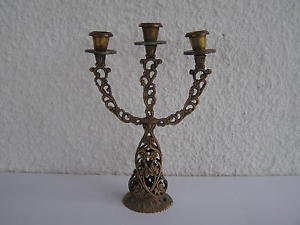 Vintage Marvelous Israel Jewish Judaica, Sabbath Brass Candleholders 1950's