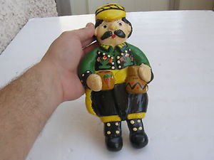 Vintage Marvelous Colorful Hand Made Chalkware Wall Hanging Village Doll