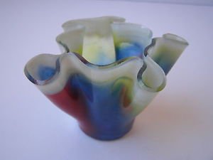 Vintage Israel Artists by SHOFRI Hand Made Art Glass Colorful Vase