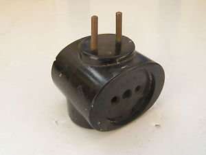 Vintage Marvelous 3 sides Bakelite Black Electrical Outlet 1940s
