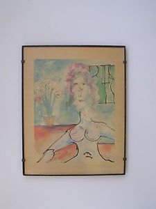 Marvelous unidentified artist, nude watercolor on paper painting
