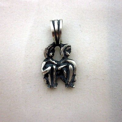 Gemini 12.8x24.5mm solid silver 925 charm pendant