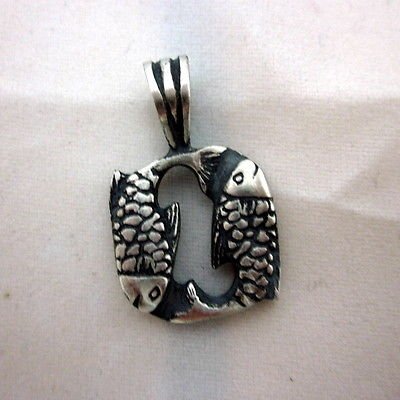 Pisces 17.5 x 27.4 mm solid 925 silver pendant