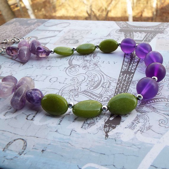 Beaded Lush Green Amethyst Necklace