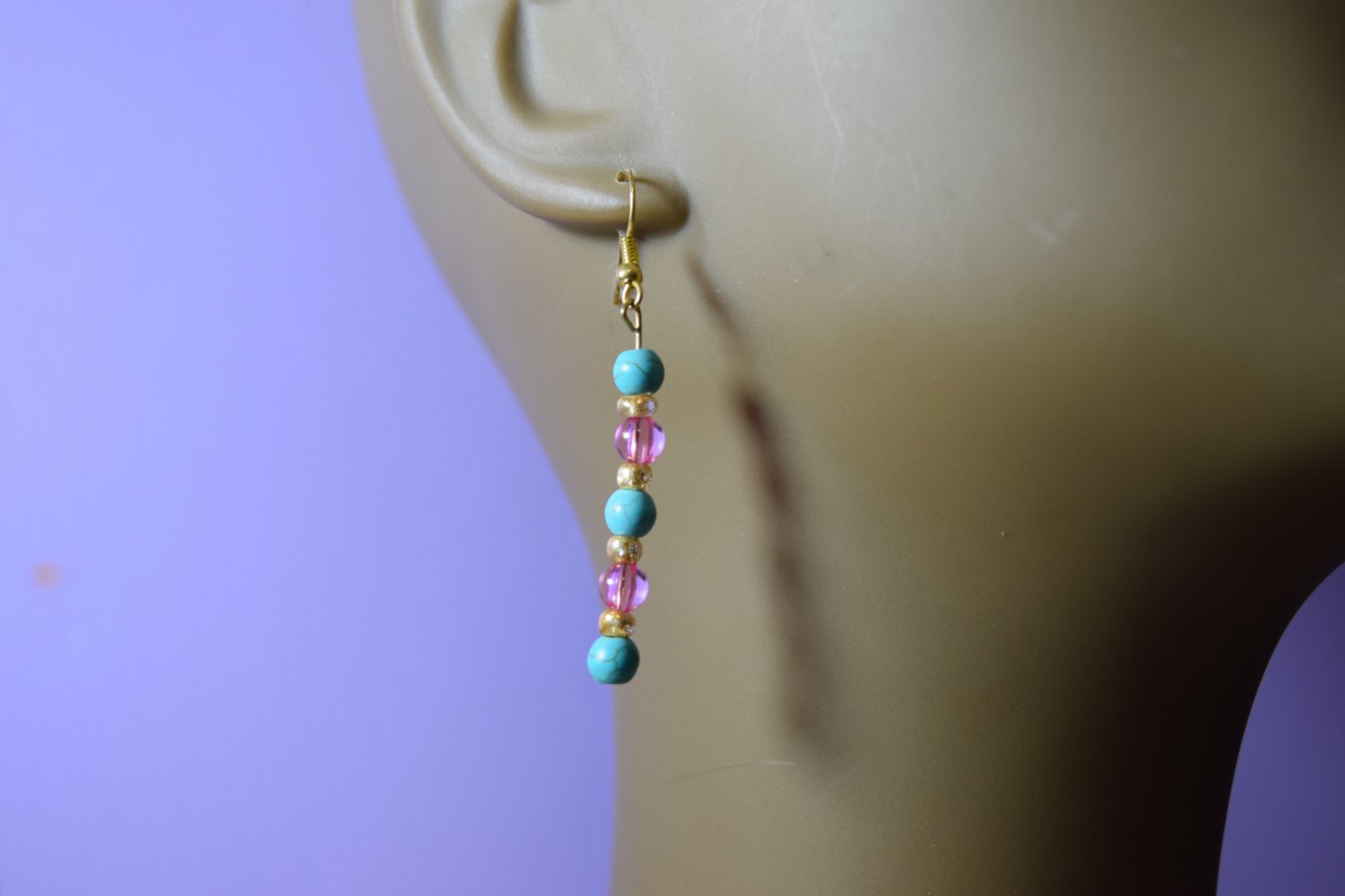 Turquoise and pink earrings