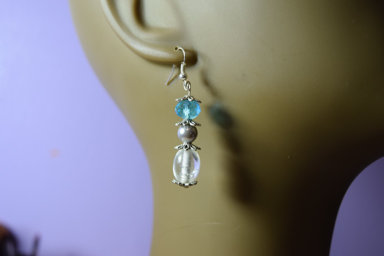Clear and blue earrings