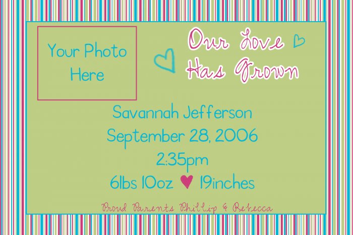 Birth Announcement Sample 2