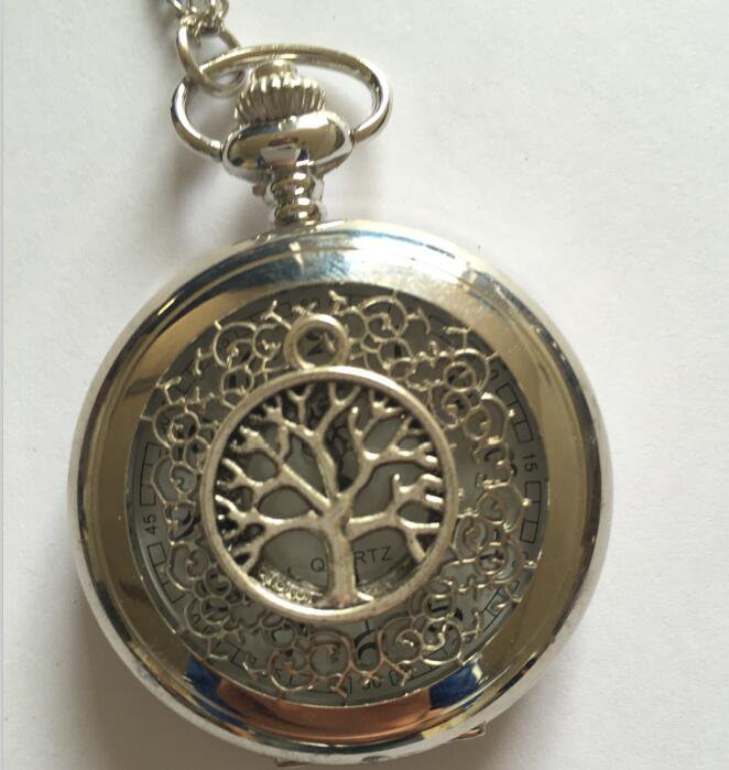 Personalized Quartz Silver Snake Pocket Watch Necklace Rome digital dial Steam Punk