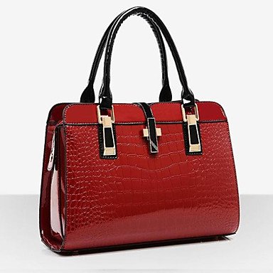 VUITTON ® Women Patent Leather Flap Shoulder Bag / Tote - Beige / Blue / Black / Burgundy #04504049