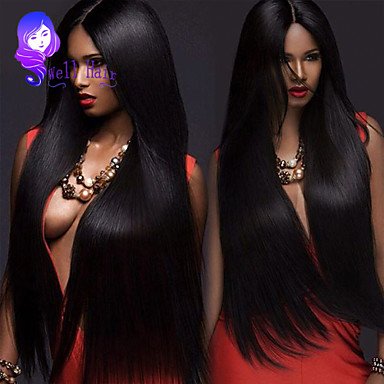 20 Inch Brazilian Silky Straight Human Hair Lace Frontal Wig Adjustable Cap Hair