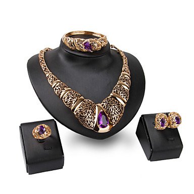 XIXI 18K Gold Plated Choker Chunky Statement Necklace Jewelry Set