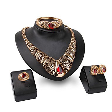 XIXI 18K Gold Plated Choker Chunky Statement Necklace Jewelry Set