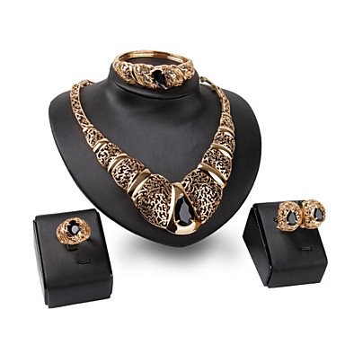 XIXI 18K Gold Plated Choker Chunky Statement Necklace Jewelry Set