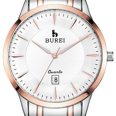 BUREI ® Men‘s Brand Stainless Steel Business Watch with Calendar Function Fashion Quartz Sapphire