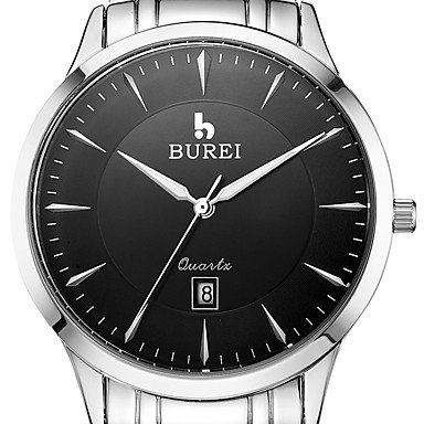 BUREI ® Men‘s Brand Stainless Steel Business Watch with Calendar Function Fashion Quartz Sapphire