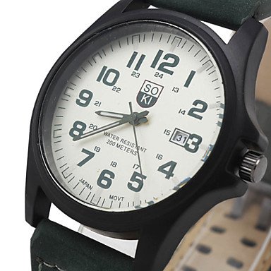Fashion Leisure Men‘s Watch Calendar Leather Black Brown Band Cool Watch Unique Watch #02892719