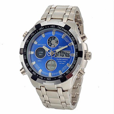 Men‘s Multifunctional Analog-Digital Full Steel Band Wrist Watch (Assorted Colors)