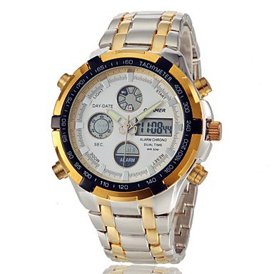 Men‘s Multifunctional Analog-Digital Full Steel Band Wrist Watch (Assorted Colors)