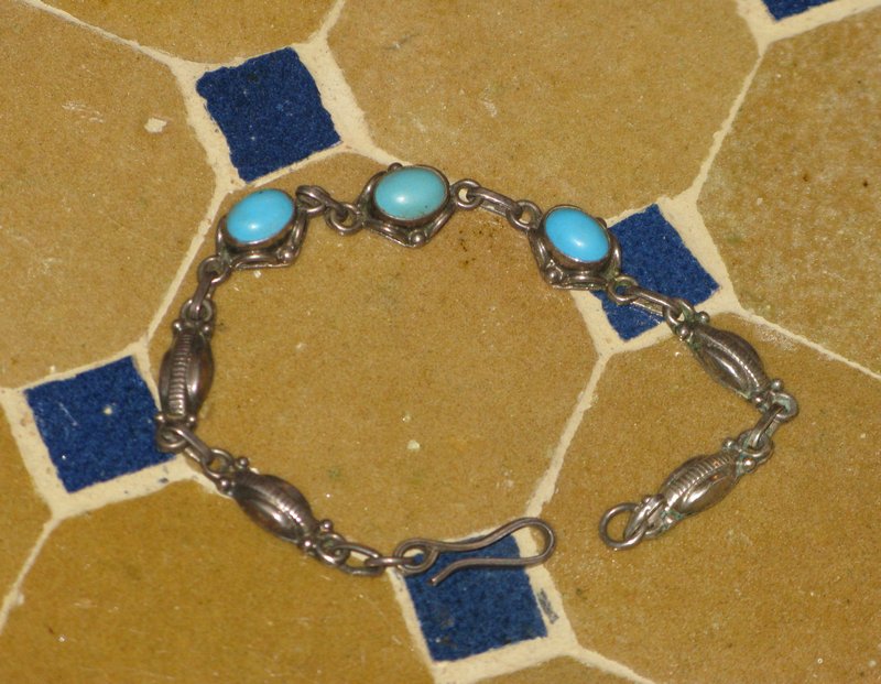 Turquoise Bead Bracelet - Silver turquoise Bracelet - Turquoise Bracelet