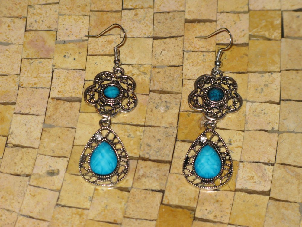 Turquoise earrings-silver Turquoise earrings-Turquoise dangle earrings-Earrings