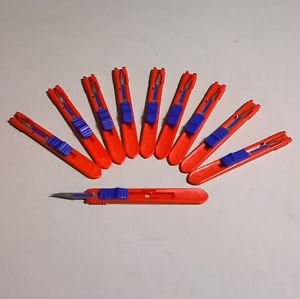 (10) Swann Morton 11 DISPOSABLE RETRACTABLE STAINLESS STEEL SCALPEL BLADE EXACTO