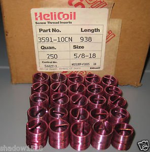 (250) Helicoil Heli-Coil 3591-10CN X .938 Thread Repair Inserts 5/8 - 18 X coil
