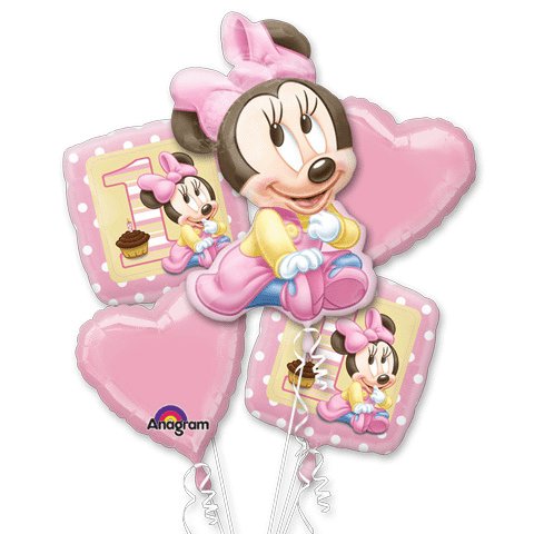 Minnie Mouse 1st Birthday Bouquet of Balloons