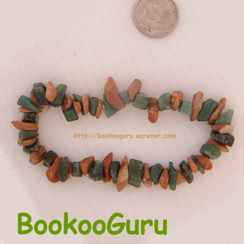 Gemstone Chip Bracelet, Jade & Brownstone, Artisan, OOAK, Handcrafted, BooKooGuru