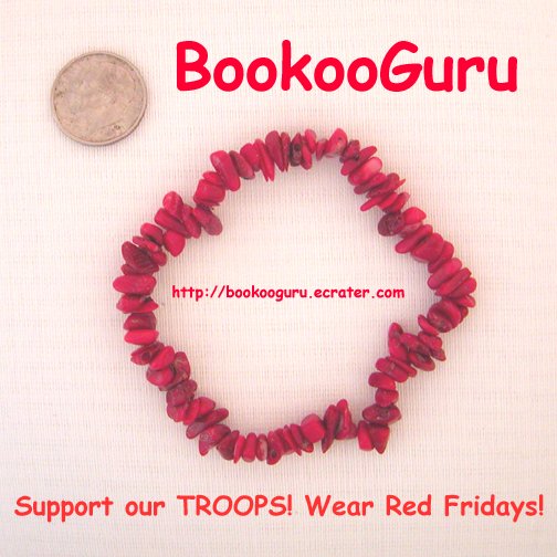 Support our Troops, Wear RED Fridays, Coral Bracelet, Genuine Gemstone, OOAK Original, BooKooGuru
